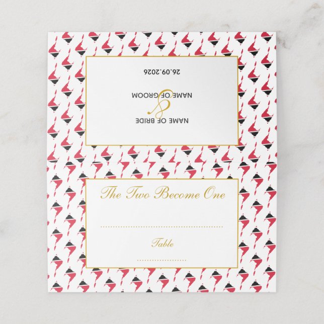 Elegant TRINIDAD TOBAGO Wedding Celebration Place Card (Outside Unfolded)