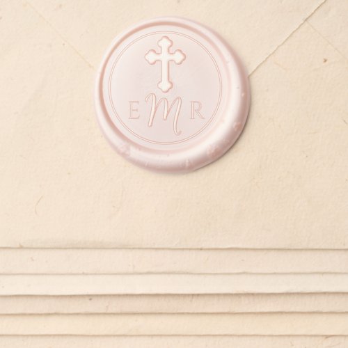 Elegant Trinity Cross and Three_Initial Monogram Wax Seal Sticker
