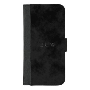 Elegant Triple Monogram on Mottled Black iPhone 8/7 Plus Wallet Case