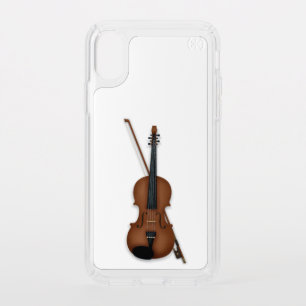 Elegant Trompe L'oeil Violin & Bow on 18x24 Black Speck iPhone XS Case