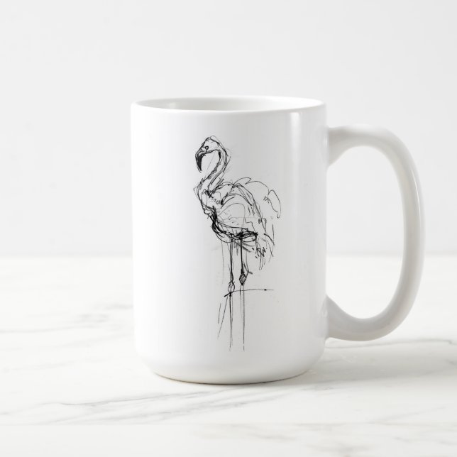 Elegant Tropic Flamingo Sketch Coffee Mug (Right)