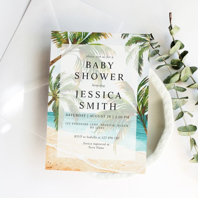 Elegant Tropical Beach Baby Shower Invitation (Creator Uploaded)