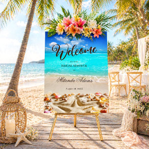 Elegant Tropical Beach Bridal Shower Welcome Sign
