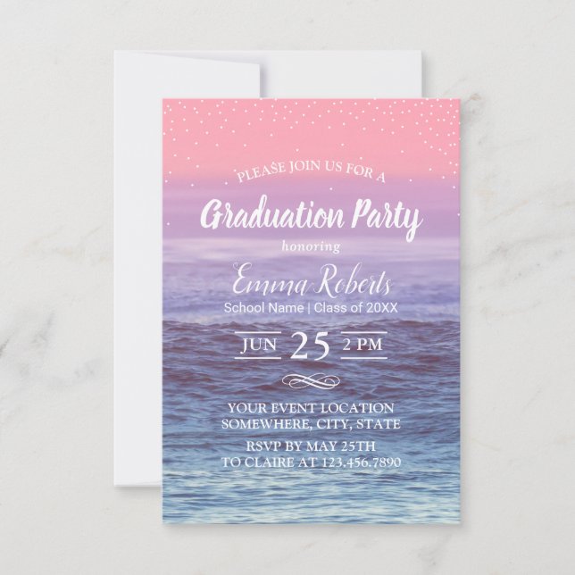 Elegant Tropical Beach Graduation Party Invitation (Front)