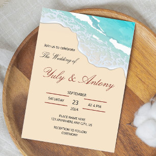 Elegant Tropical Beach Ocean Waves Invitation