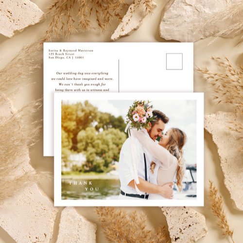 Elegant Tropical Beach Photo Wedding Thank You Postcard