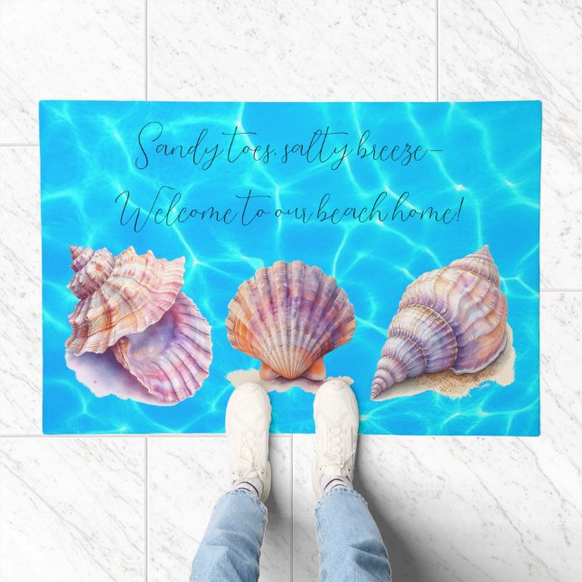 Elegant Tropical Beach  Seashells Pearls Nautical  Doormat (Indoor)