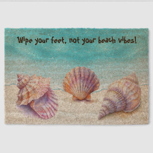 Elegant Tropical Beach Seashells Pearls Nautical Fiber Doormat