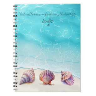 Elegant Tropical Beach Seashells Pearls Nautical Notebook