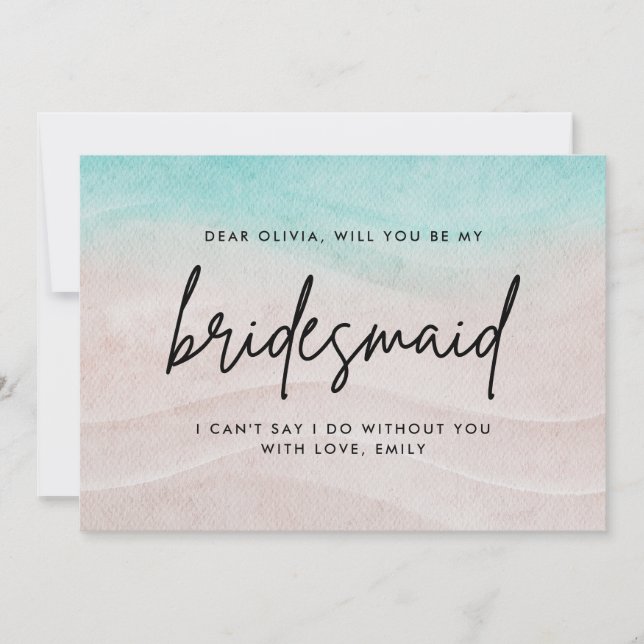 Elegant Tropical Beach Summer Bridesmaid Proposal Note Card (Front)