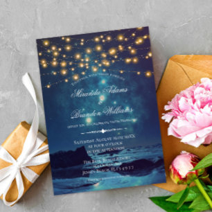 Elegant Tropical Beach Summer Sunset Wedding Invitation