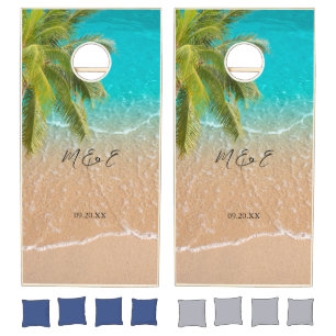 Elegant Tropical Beach Wedding Cornhole Set