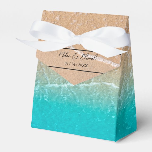 Elegant Tropical Beach Wedding Favor Box (Front Side)