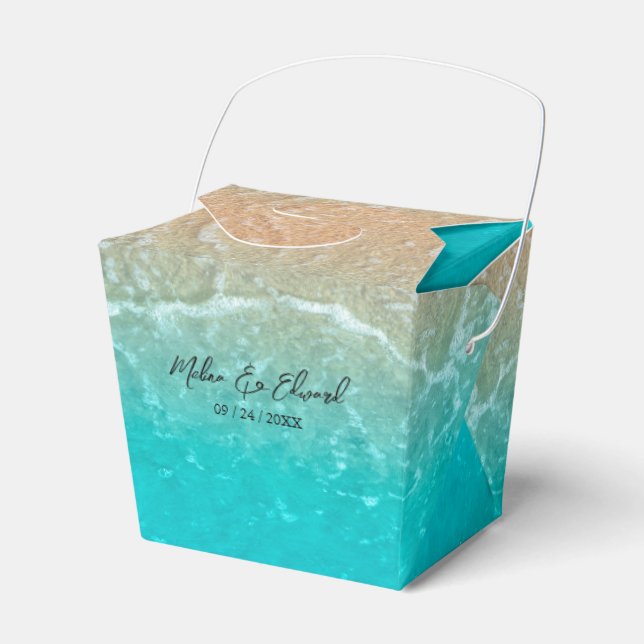 Elegant Tropical Beach Wedding Favor Box (Front Side)