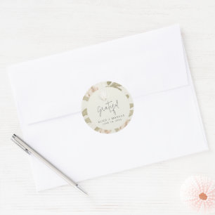 Elegant Tropical Beach Wedding Favor Classic Round Sticker