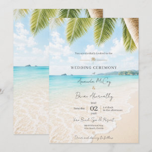 Elegant Tropical Beach Wedding Invitation
