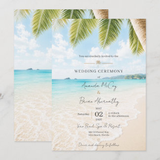 Elegant Tropical Beach Wedding Invitation