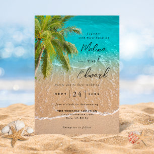 Elegant Tropical Beach Wedding Invitation