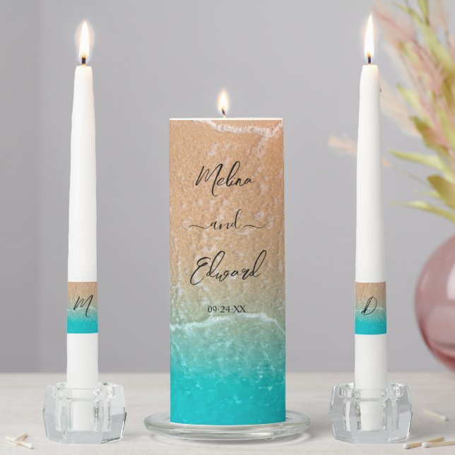 Elegant Tropical Beach Wedding Unity Candle Set (In Situ)