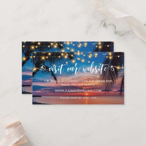 Elegant Tropical Beach Wedding Website Card