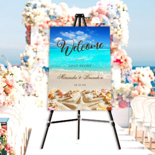 Elegant Tropical Beach Wedding Welcome Sign