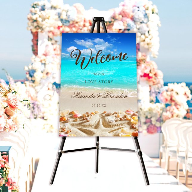 Elegant Tropical Beach Wedding Welcome Sign (Creator Uploaded)