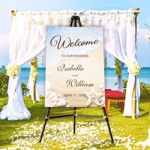 Elegant Tropical Beach Wedding Welcome Sign