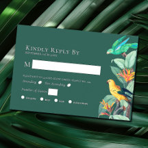 Elegant Tropical Bird Wedding RSVP Enclosure Card