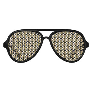 Elegant Tropical Black and Gold Pineapple Pattern Aviator Sunglasses