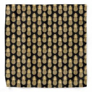 Elegant Tropical Black and Gold Pineapple Pattern Bandana
