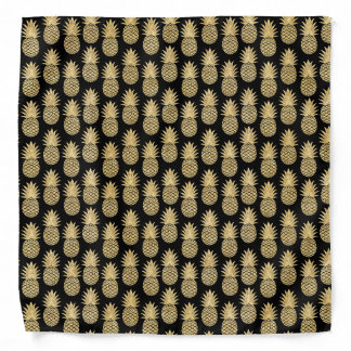 Elegant Tropical Black and Gold Pineapple Pattern Bandana