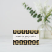 Elegant Tropical Black and Gold Pineapple Pattern Business Card (Standing Front)
