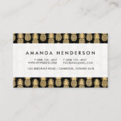 Elegant Tropical Black and Gold Pineapple Pattern Business Card (Back)