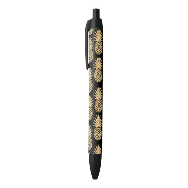 Elegant Tropical Black and Gold Pineapple Pattern Pen (Top (Vertical))