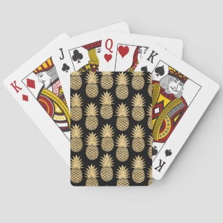Elegant Tropical Black and Gold Pineapple Pattern Poker Cards