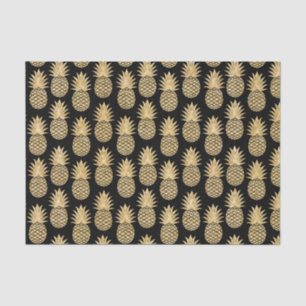 Elegant Tropical Black and Gold Pineapple Pattern Tissue Paper