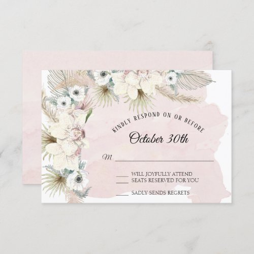 Elegant Tropical Boho Floral Earthy Faded Greenery Invitation