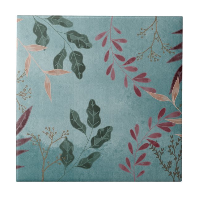 Elegant Tropical Botanical Ceramic Tile (Front)