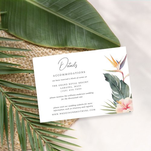 Elegant Tropical Botanical Details Enclosure Card