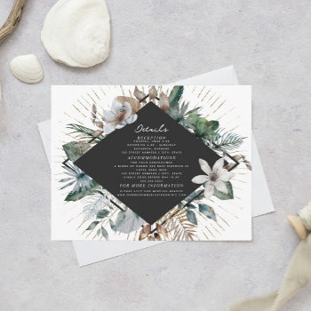 Elegant Tropical Botanical Diamond Wedding Details Enclosure Card by JillsPaperie at Zazzle