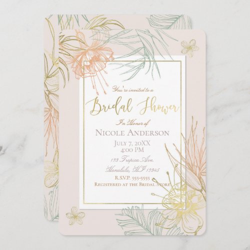 Elegant Tropical Botanical Floral Bridal Shower Invitation