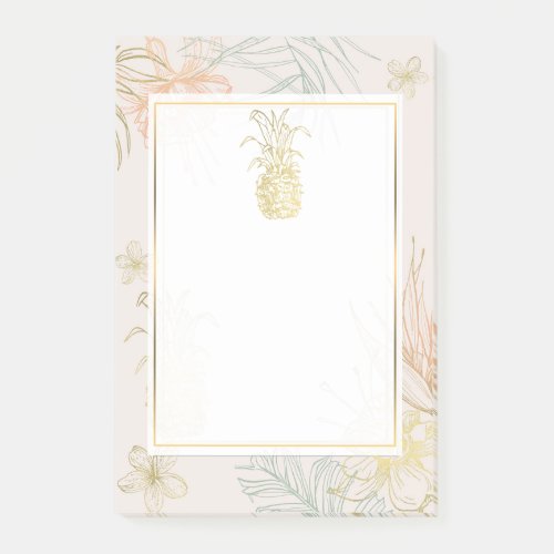 Elegant Tropical Botanical Floral Gold Pineapple Post_it Notes