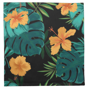 Elegant Tropical Botanical Floral & Leaves Art Cloth Napkin