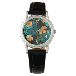 Elegant Tropical Botanical Floral & Leaves Art   Watch
