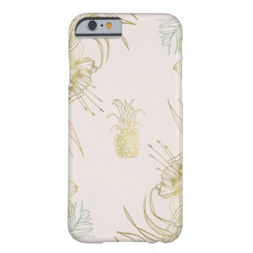 Elegant Tropical Botanical Floral Leaves Gold Barely There iPhone 6 Case