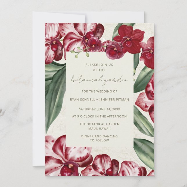 Elegant Tropical Botanical Garden Wedding  Invitation (Front)