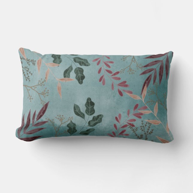 Elegant Tropical Botanical Lumbar Pillow (Front)