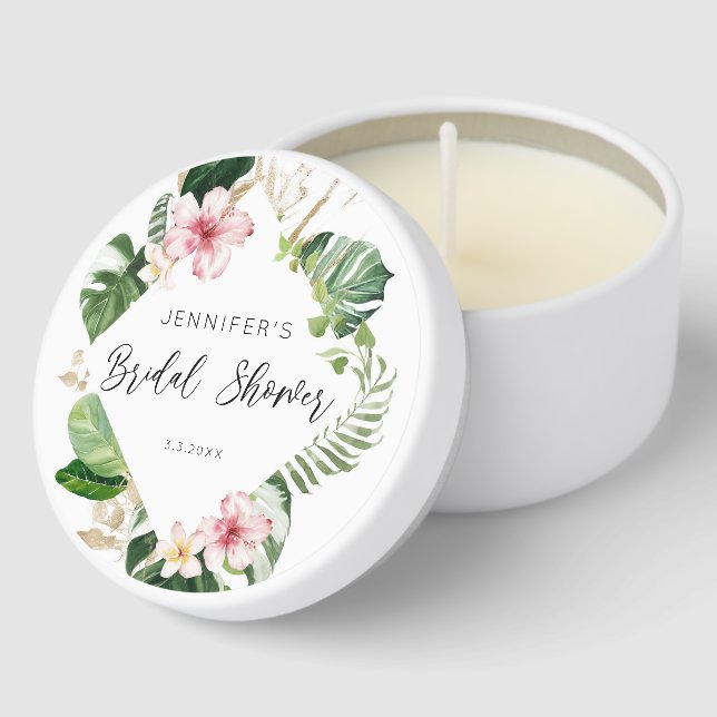Elegant tropical bridal shower mini candle favors (Corner)
