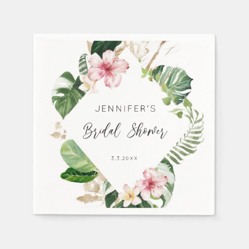 Elegant tropical bridal shower napkins