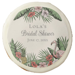 Elegant Tropical Bridal Shower Thank You Sugar Cookie